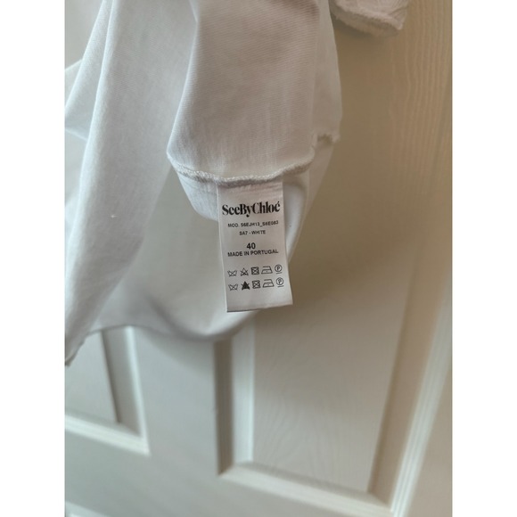 See by Chloe White Cold‎ Shoulder Lace Sleeve Tank Top Size 40 - Picture 4 of 6